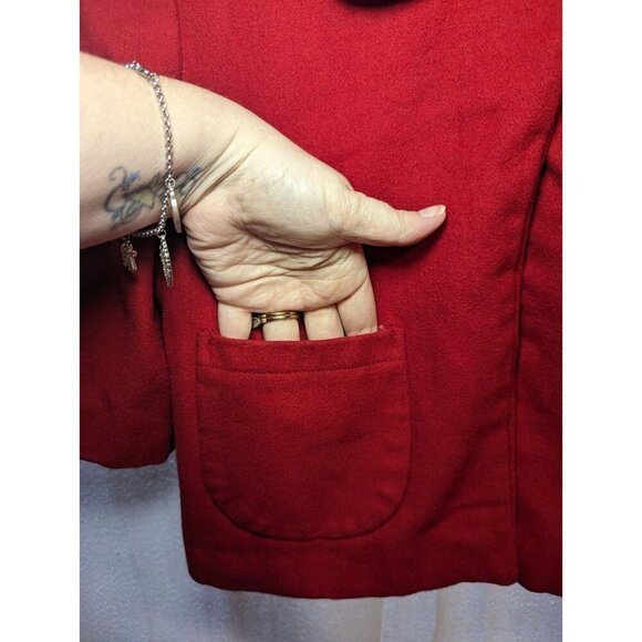 Women's Short red coat jacket Wool Blend Size Small Business Casual Pockets - Picture 2 of 13
